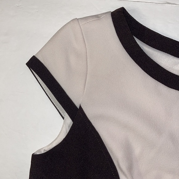 Sandra Darren Color Block Split Neck Sheath Dress 8P - Picture 5 of 9